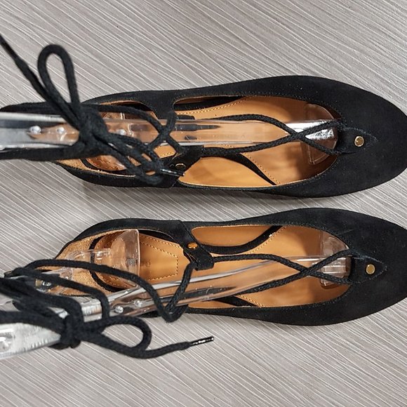 Choe 'Foster' Black Suede Lace-Up Ballet Flat Womens Size 4 / 34 - Picture 6 of 14